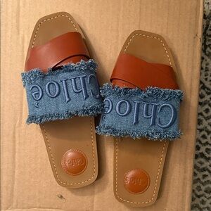 Chloé Denim and Brown Sandals